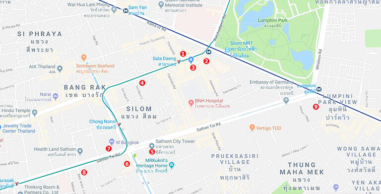 バンコク オフィス エリア シーロム・サトーンエリアの地図